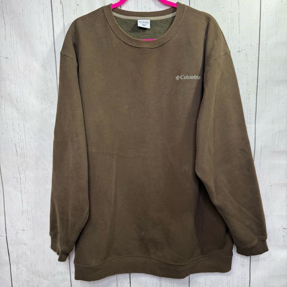 Columbia Mens Brown Crewneck Fleece Sweatshirt Size XXL Workwear Cozy Outdoor
